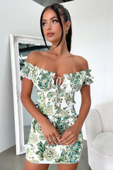 Maisie Dress - Green/White Floral
