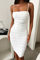 Zena Mesh Midi Dress - White